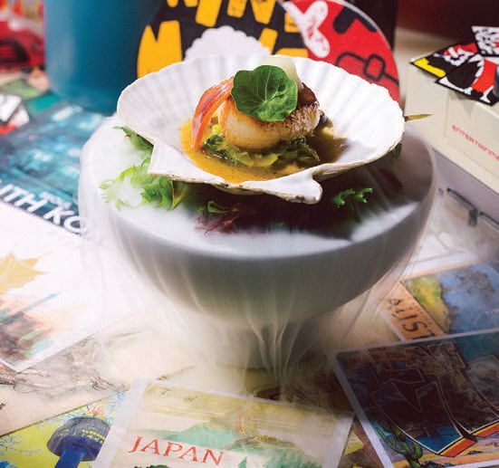 The artful hokkaido scallop dish at Min’s Test Kitchen PHOTO: COURTESY OF WYNN LAS VEGAS