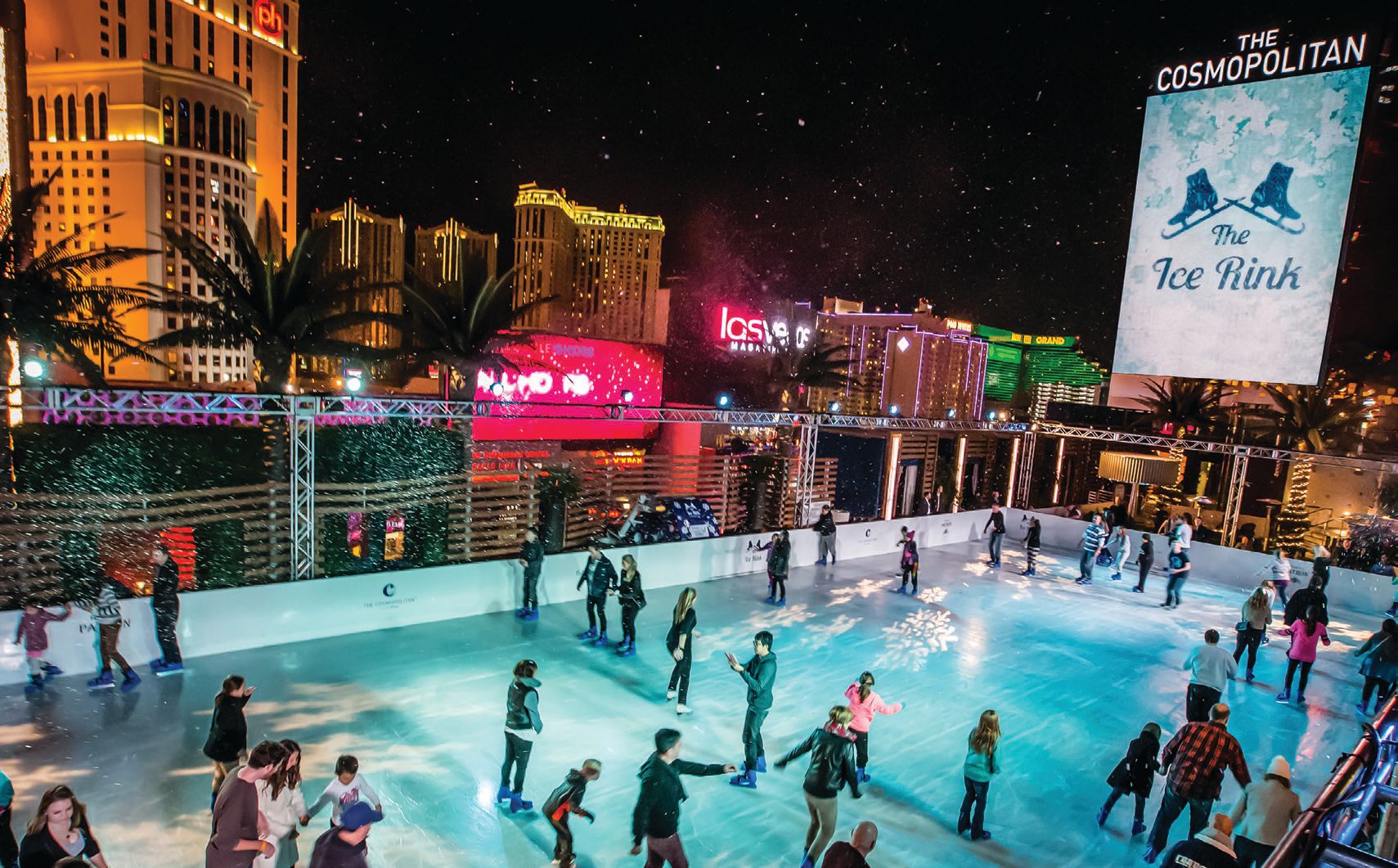 The Cosmopolitan of Las Vegas’ rooftop ice rink PHOTO COURTESY OF BRANDS