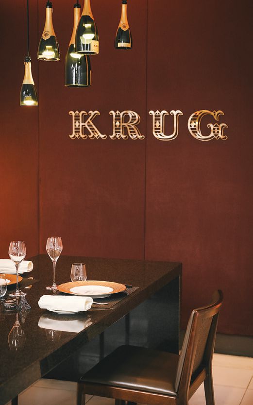 Krug bottles illuminate Guy Savoy’s chef’s table PHOTO COURTESY OF CAESARS ENTERTAINMENT