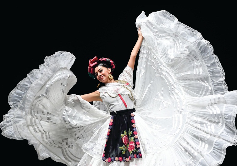 The talented troupe of dancers featured in Ballet Folklórico de México de Amalia Hernández leap onto the Reynolds Hall stage March 23. PHOTO COURTESY OF BALLET FOLKLÓRICO DE MÉXICO DE AMALIA HERNÁNDEZ