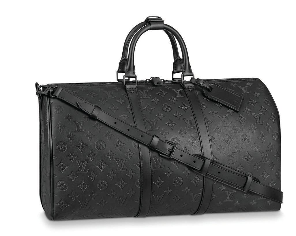 “This classic duffle is one of the best iterations of the tonal color-on-color trend. The embossed black-on-black leather whispers ‘Louis’ without screaming it.” Louis Vuitton Keepall Bandoulière 50, us.louisvuitton.com PHOTO COURTESY OF BRANDS