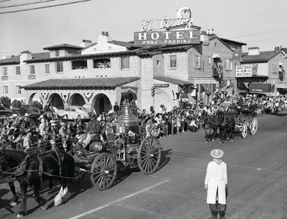 The Helldorado Parade outside of the hotel in 1947 PHOTO BY LAS VEGAS NEWS BUREAU